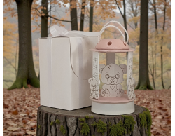Bomboniera Lanterna LED con Orsetto Rosa