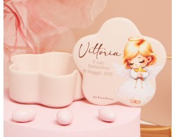 Bomboniera Claraluna scatolina angioletto rosa personalizzabile