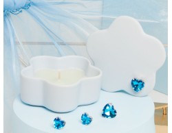 bomboniera battesimo claraluna scatolina azzurra con cuore e candela