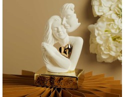 Bomboniera Matrimonio Claraluna 2026 Coppia Innamorati con Cuore su Base Oro