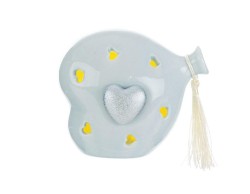 Bomboniera battesimo le stelle Cuore Balloon in Porcellana con LED Celeste
