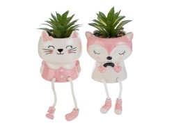 Bomboniera le stelle Piantina Animali in Porcellana rosa con Gambe Pendenti e Shopper