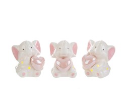 Bomboniera battesimo le stelle Elefantino in Porcellana con LED rosa 3 Assortiti