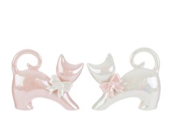 bomboniera Gattino in Porcellana Lucida con Fiocco 2 Assortiti