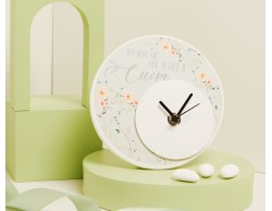 BOMBONIERA MATRIMONIO CLARALUNA OROLOGIO DECORO FLOREALE VERDE