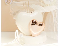 bomboniera Matrimonio Claraluna Diffusore Doppio Cuore Bianco e Oro Rosa - Claraluna