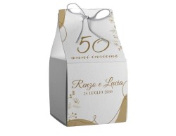 Scatolina porta confetti personalizzata quadrata decoro floreale oro 50