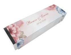 Scatolina porta confetti personalizzata rettangolare decoro floreale rosa blu