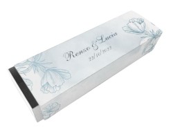 Scatolina porta confetti personalizzata rettangolare decoro floreale blu sfumato