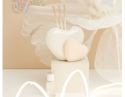 Bomboniera Matrimonio Claraluna Diffusore Doppio Cuore Bianco e Tortora  25133