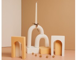 Bomboniera Matrimonio Claraluna candelabro con candela con cuore oro rosa metallizato