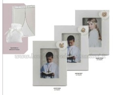 Bomboniera prima comunione Harmony portafoto legno bianco cuore calice gesso