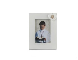 Bomboniera prima comunione Harmony portafoto legno bianco cuore calice gesso su Bomboniere Dolci Emozioni