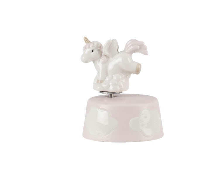 Bomboniera nascita battesimo Harmony carillon unicorno rosa porcellana su Bomboniere Dolci Emozioni