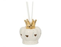 Bomboniera Harmony Prima Comunione profumatore corona porcellana bianca con corona oro con led