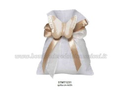 sacchetto harmony tipo lino bianco con farfalla porcellana