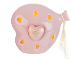 Bomboniera battesimo le stelle Cuore Balloon in Porcellana con LED rosa