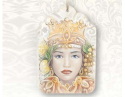 BOMBONIERA MATRIMONIO TESTA DI MORO DONNA DECORATO CON ORO E BIANCO