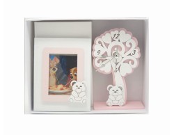 Bomboniera Battesimo Mariella Martini portafoto e Sveglia albero della vita