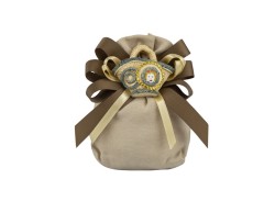 Sacchetto harmony cotone tortora con magnete coffa siciliana tema sicilia