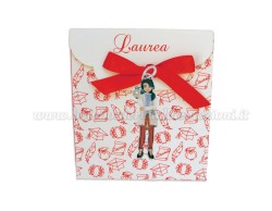 Bomboniera Laurea ingegneria meccanica donna - Ciondolo in bagno argento Smaltato con Scatola Rossa