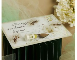 Bomboniera Matrimonio Claraluna 2026 Tagliere in Vetro e Coltellino Decoro Floreale