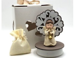 Bomboniera battesimo Comunione Cresima Mariella Martini angelo su carillon