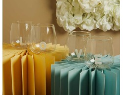 Bomboniera Matrimonio Claraluna 2026 Set 4 Bicchieri Vetro Love Senza Stelo