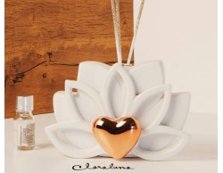 Bomboniera Matrimonio Claraluna profumatore con kit essenza bianco e dorato lotus con cuore