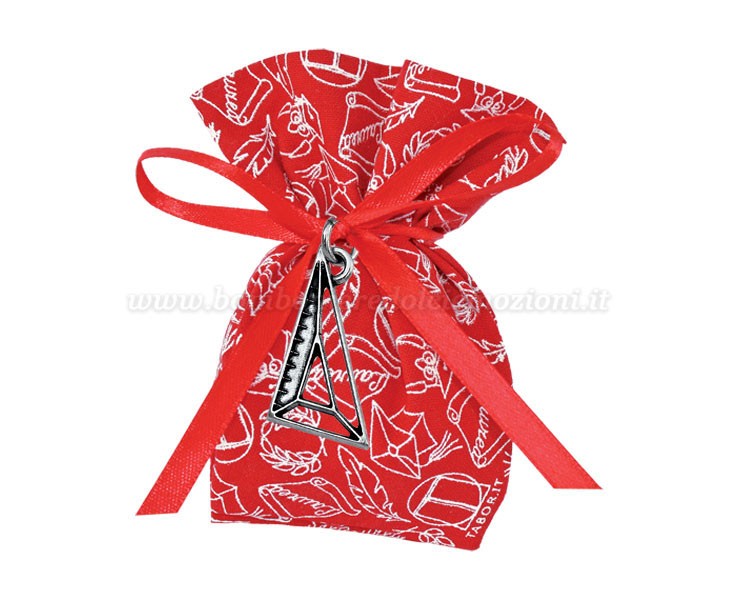 Bomboniera Laurea Architettura ciondolo squadra in bagno argento con sacchetto opzionale su Bomboniere Dolci Emozioni