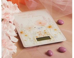 Bomboniera Matrimonio Claraluna 2026 Bilancia Digitale Rettangolare Decoro Floreale Rosa