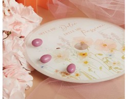 Bomboniera Matrimonio Claraluna 2026 Vassoio Rotondo Girevole Decoro Floreale Rosa