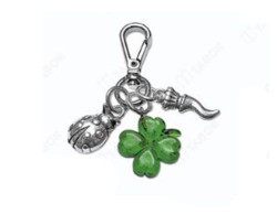 Bomboniera Laurea portachiavi in argento tris murano quadrifoglio