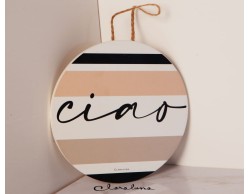 Bomboniera Matrimonio Claraluna decoro per porta tondo con scritto ciao