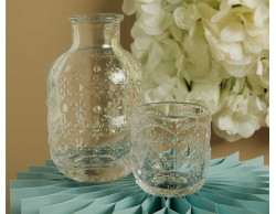 Bomboniera Matrimonio Claraluna 2026  Set Caraffa Bicchiere Vetro Trasparente Decoro Floreale