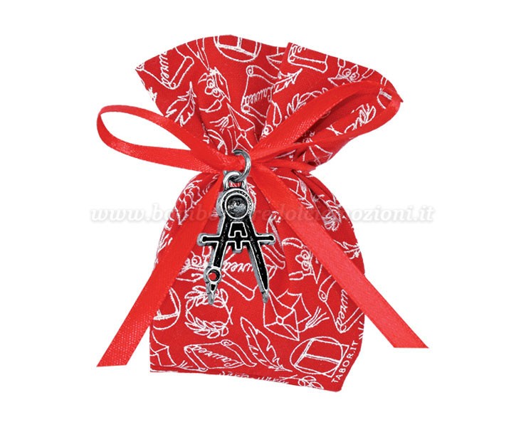 Bomboniera Laurea Architettura ciondolo compasso in bagno argento con sacchetto opzionale su Bomboniere Dolci Emozioni