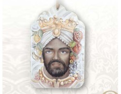 BOMBONIERA MATRIMONIO TESTA  DI MORO UOMO DECORATO BIANCO EORO