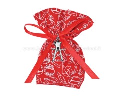 Bomboniera Laurea Architettura ciondolo in bagno argento compasso con sacchetto