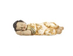 Bambinello Dormiente Vestito Oro in Resina