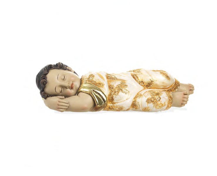 Bambinello Dormiente Vestito Oro in Resina su Bomboniere Dolci Emozioni
