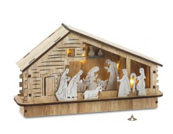Casetta Presepe Stilizzata in Legno con Luci