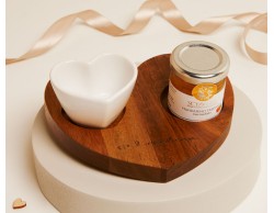 Bomboniera Claraluna Vassoio Cuore con Ciotolina cuore monoporzione e Marmellata Mandarino 40gr