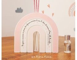 Bomboniera Claraluna Nascita Battesimo compleanno profumatore con kit essenza arco arcobaleno frase rosa
