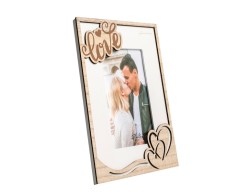 Bomboniera Matrimonio Harmony Portafoto in Legno "Love" con Wedding Scene