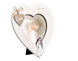 Bomboniera Matrimonio Harmony Portafoto in Legno Cuore con Wedding Scene