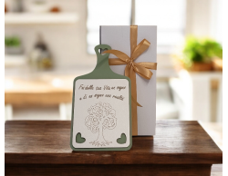 Bomboniera Matrimonio Tagliere Decorativo in Legno Sogno e Realtà  e Albero della Vita Verde Salvia