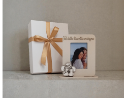 Bomboniera Matrimonio Portafoto in Legno con Silhouette Sposi e Frase