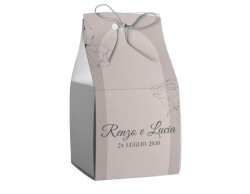 Scatolina porta confetti personalizzata quadrata decoro floreale stilizzato