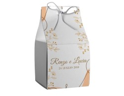 Scatolina porta confetti personalizzata quadrata decoro floreale gold