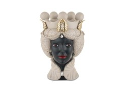 Vaso e Soprammobile Scultura Testa di moro lei nocciola